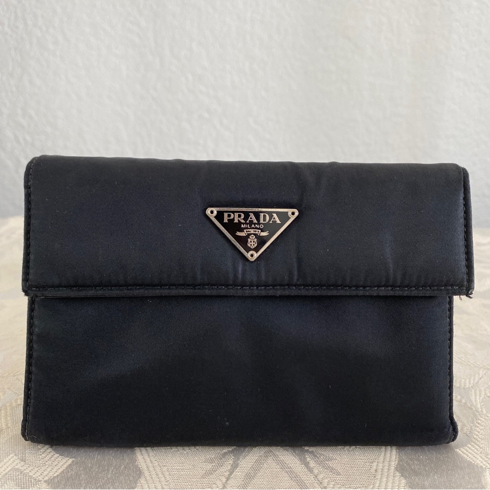 Prada black nylon wallet